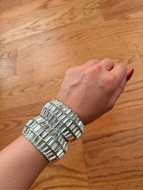 Burlesque Jewelry Silver Crystal Stretch Bracelet - Silver Sparkle Wristwear set